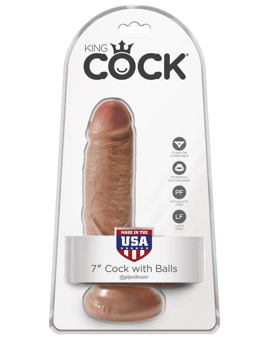 King Cock 7 Inch with Balls - Tan